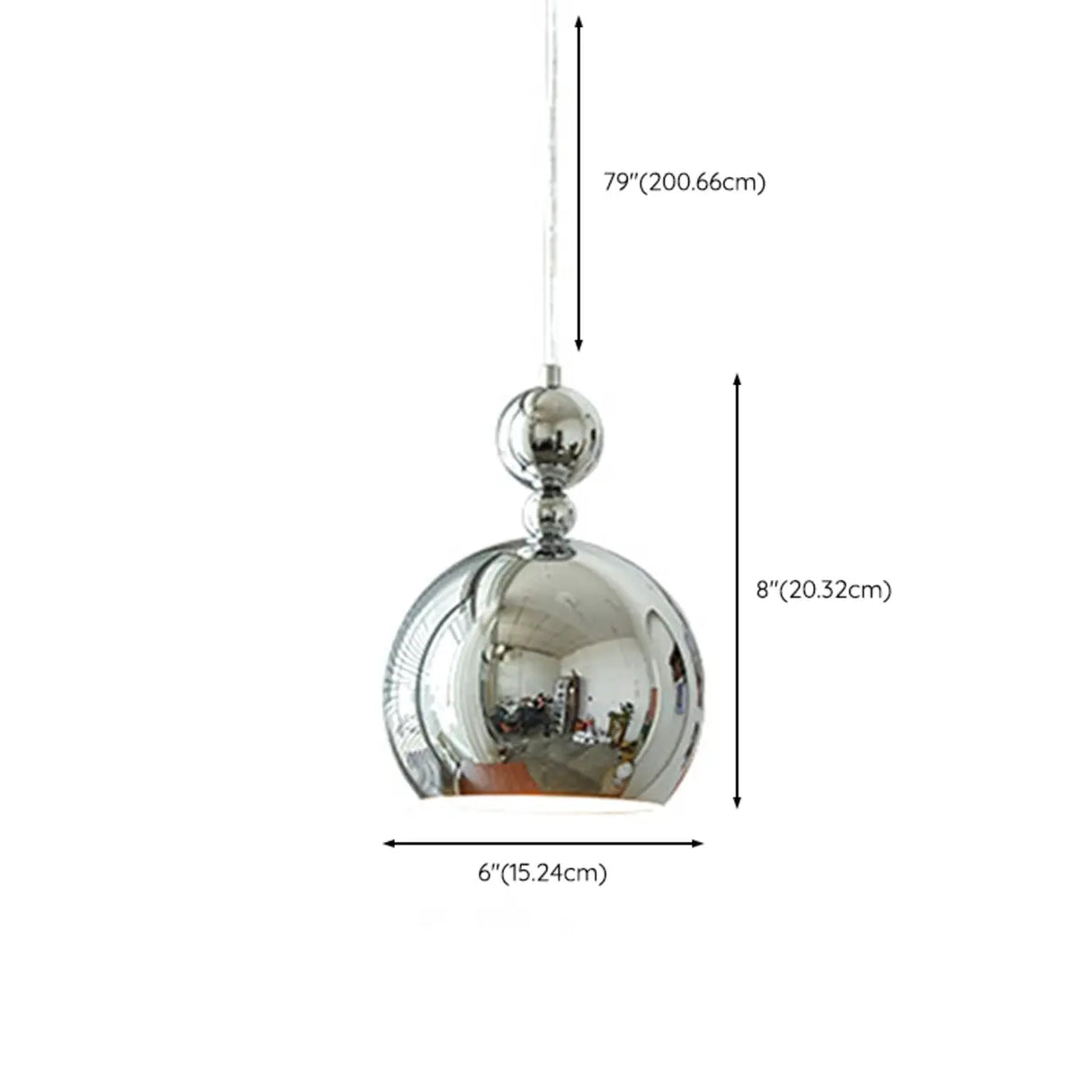 Modern Globe Chrome Pendant Light for Living Room Image - 11