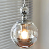 Modern Globe Chrome Pendant Light for Living Room Image - 3