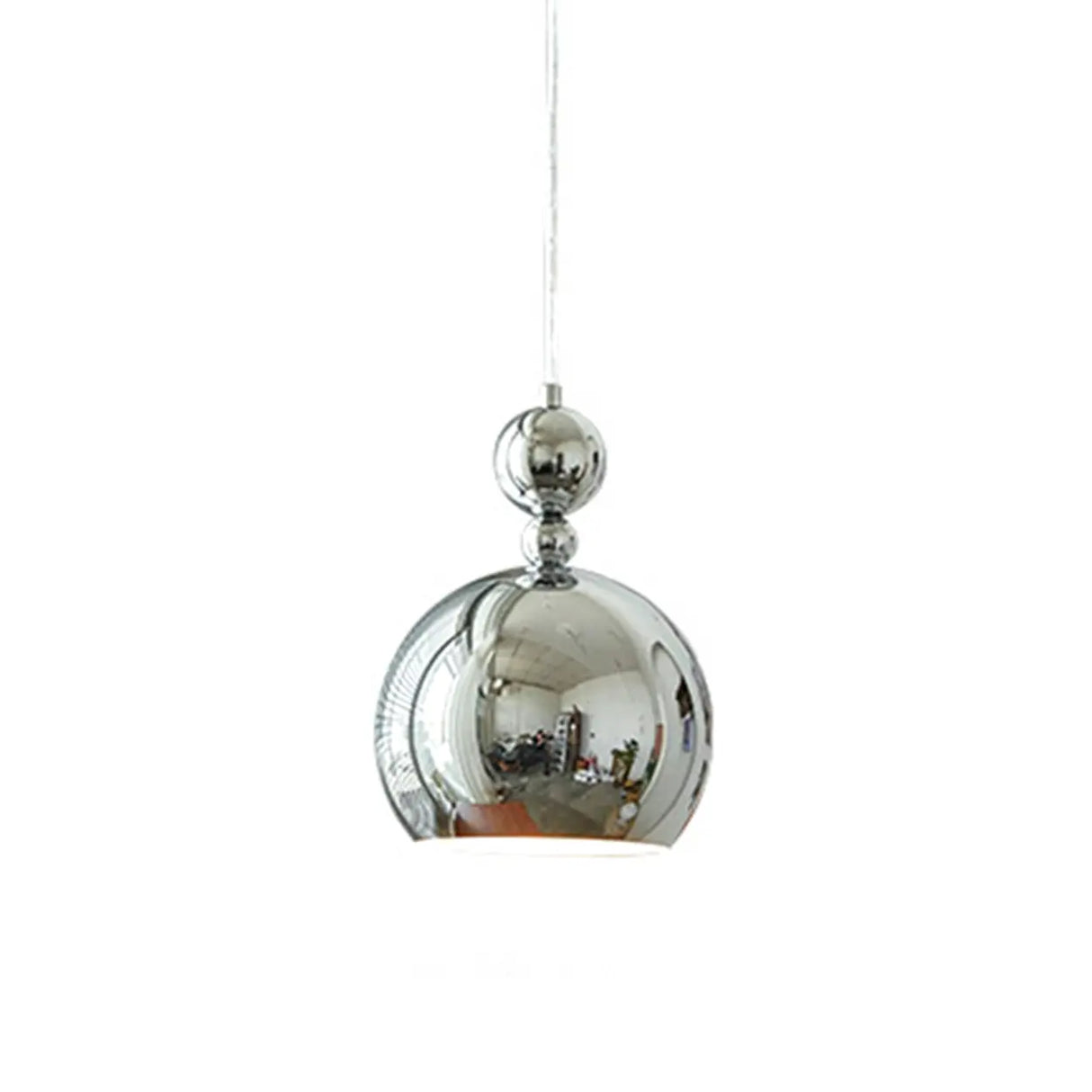 Modern Globe Chrome Pendant Light for Living Room Image - 6