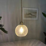 Modern Globe Crackle  Clear Glass Pendant Light Image - 14