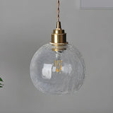 Modern Globe Crackle  Clear Glass Pendant Light Image - 15