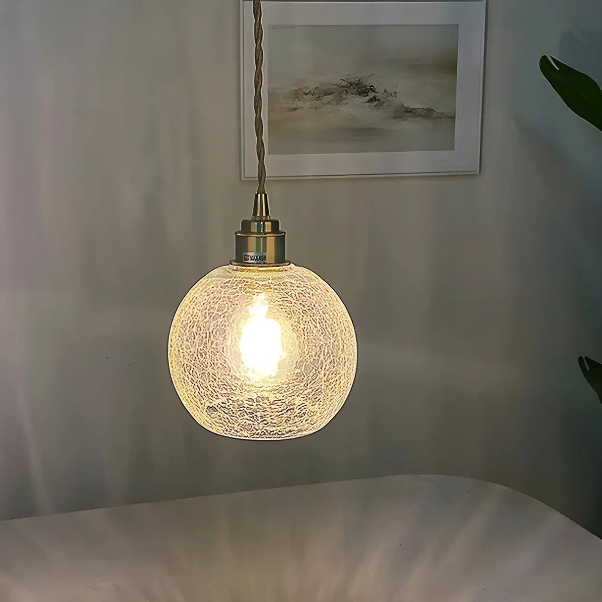 Modern Globe Crackle  Clear Glass Pendant Light Image - 16