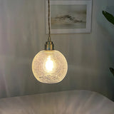 Modern Globe Crackle  Clear Glass Pendant Light Image - 16