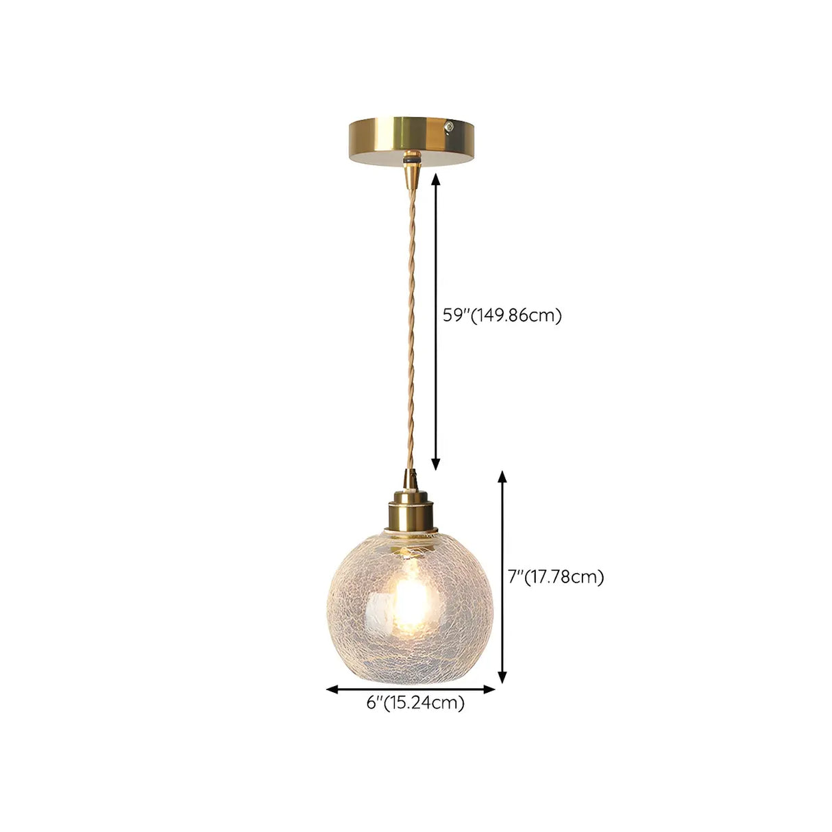 Modern Globe Crackle  Clear Glass Pendant Light 