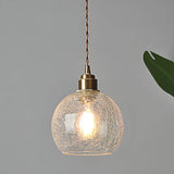 Modern Globe Crackle  Clear Glass Pendant Light Image - 2