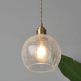 Modern Globe Crackle  Clear Glass Pendant Light Image - 4