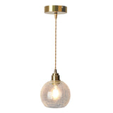 Modern Globe Crackle  Clear Glass Pendant Light Image - 6