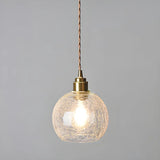 Modern Globe Crackle  Clear Glass Pendant Light Image - 7