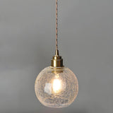 Modern Globe Crackle  Clear Glass Pendant Light Image - 8