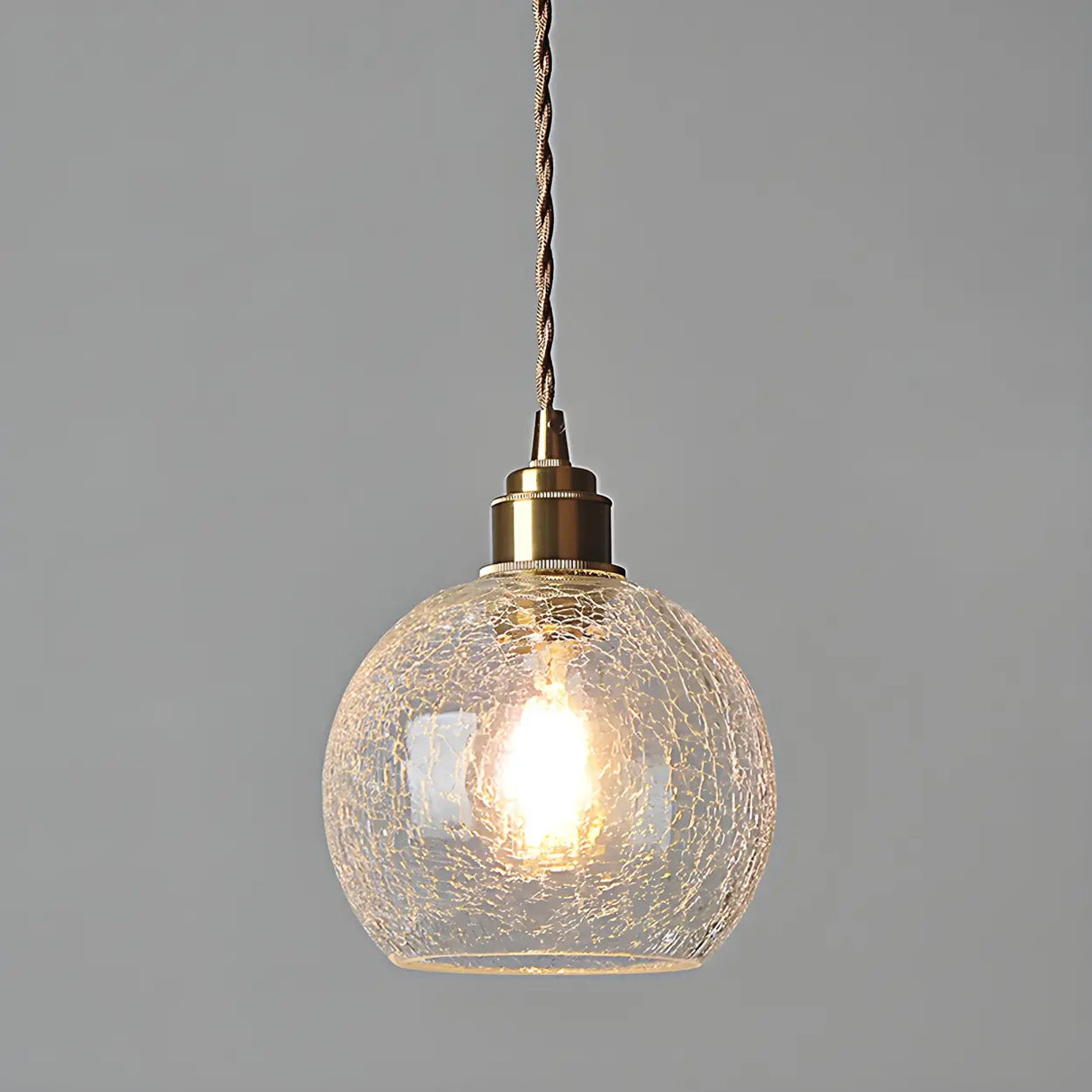 Modern Globe Crackle  Clear Glass Pendant Light Image - 9