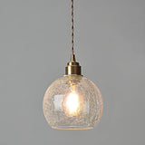 Modern Globe Crackle  Clear Glass Pendant Light Image - 9