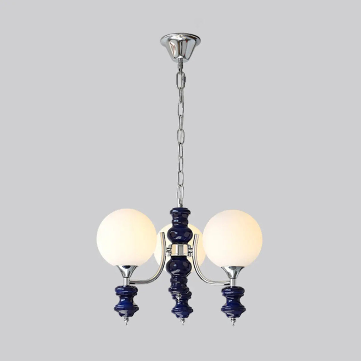 Modern Globe Glass Ceiling Light Chrome Chandelier Image - 5