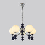 Modern Globe Glass Ceiling Light Chrome Chandelier Image - 7