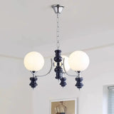 Modern Globe Glass Ceiling Light Chrome Chandelier Image - 8