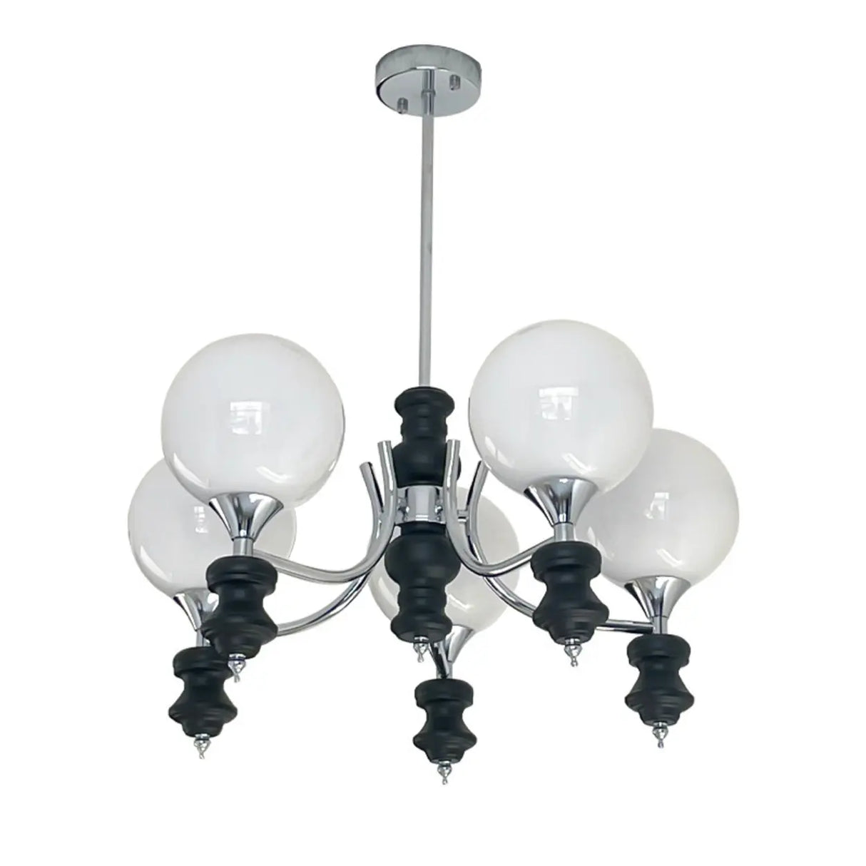 Modern Globe Glass Ceiling Light Chrome Chandelier Image - 9