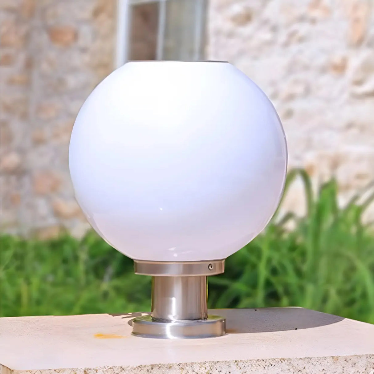 Modern Globe Glass Outdoor Table Lamp Warm White Image - 3