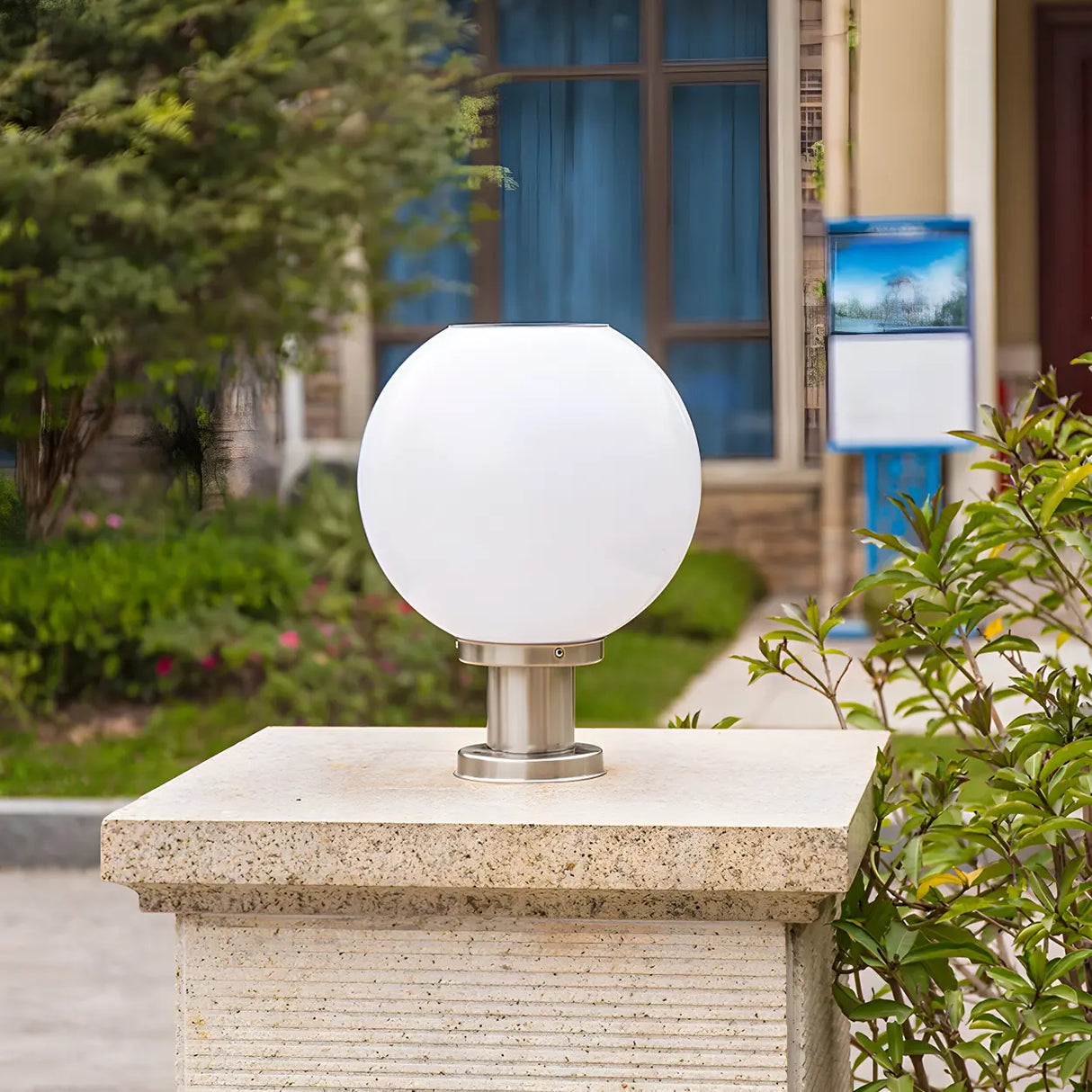 Modern Globe Glass Outdoor Table Lamp Warm White Image - 4