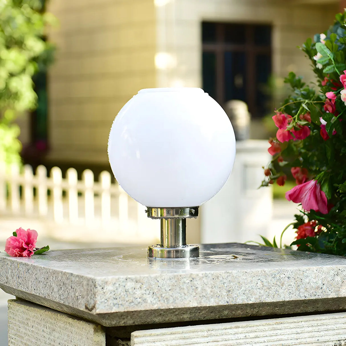 Modern Globe Glass Outdoor Table Lamp Warm White Image - 5