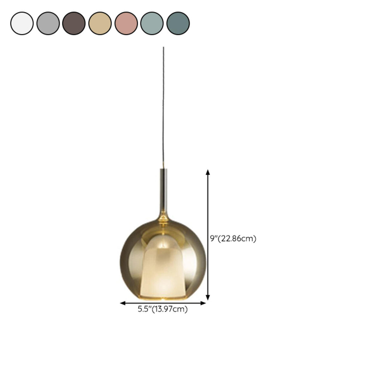 Modern Globe Glass Pendant Light Adjustable Height 