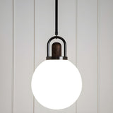 Modern Globe Metal and Wood LED White Pendant Light Image - 3