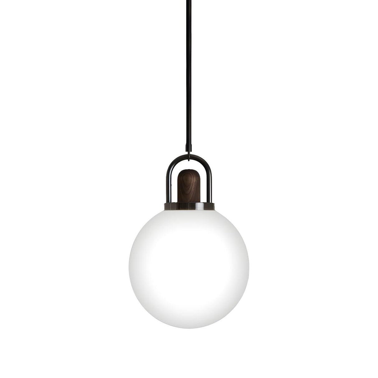 Modern Globe Metal and Wood LED White Pendant Light Image - 4