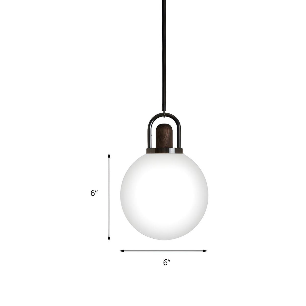 Modern Globe Metal and Wood LED White Pendant Light Image - 5