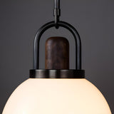 Modern Globe Metal and Wood LED White Pendant Light Image - 8