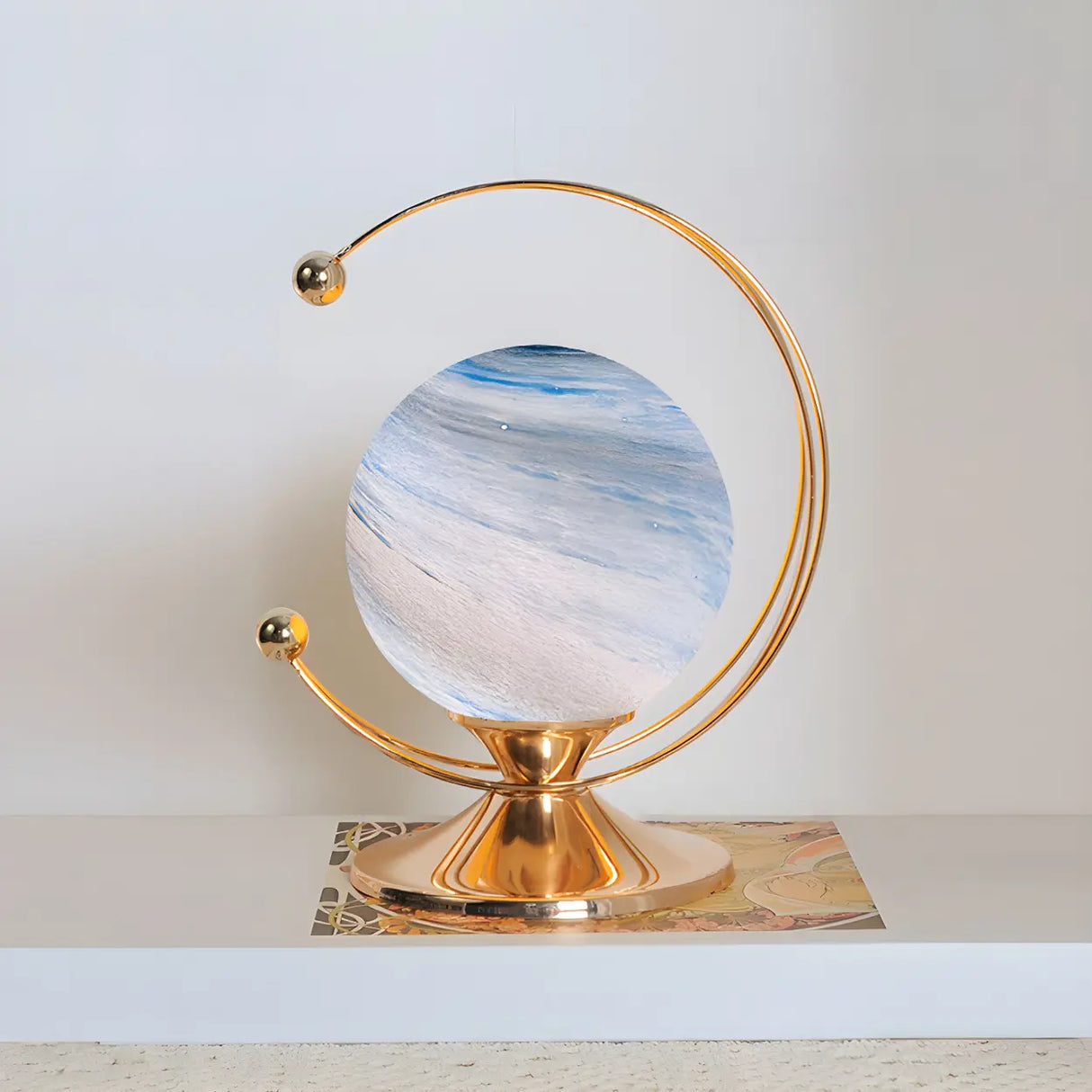 Modern Globe Metal Desk Lamp in Gold Finish Image - 10