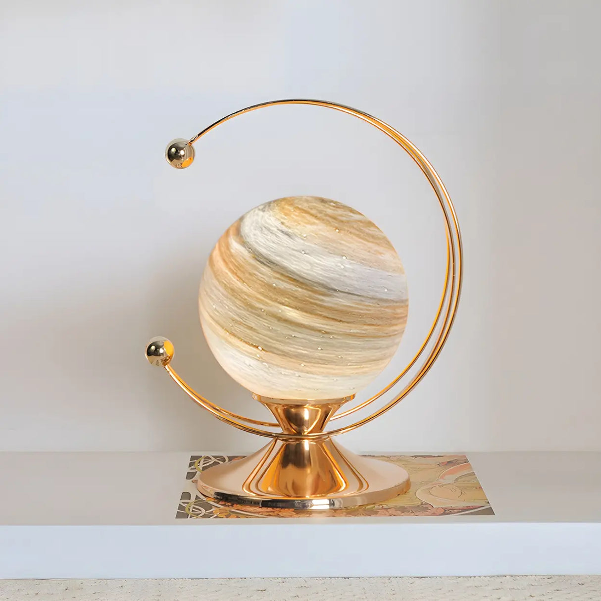 Modern Globe Metal Desk Lamp in Gold Finish Image - 6