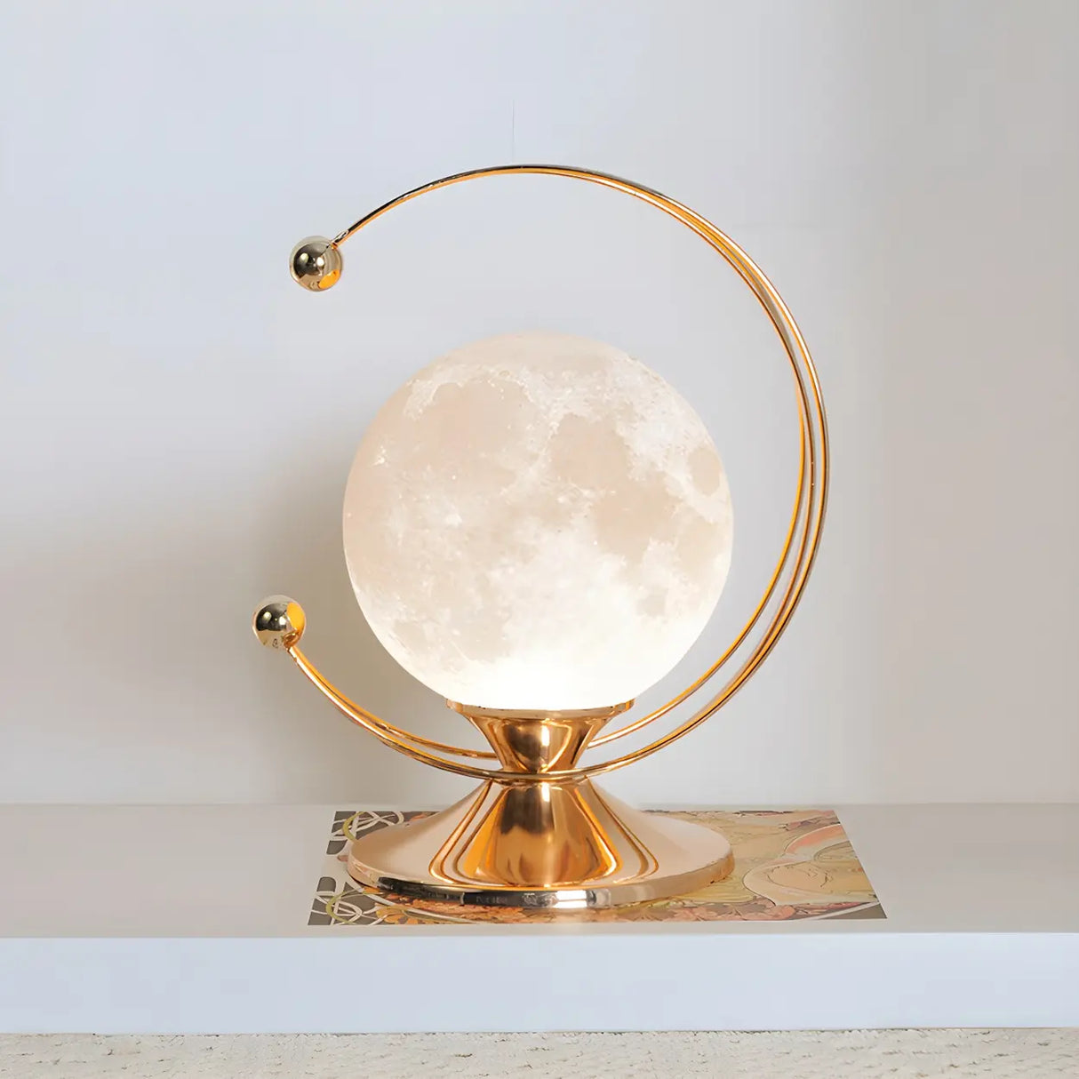 Modern Globe Metal Desk Lamp in Gold Finish Image - 8