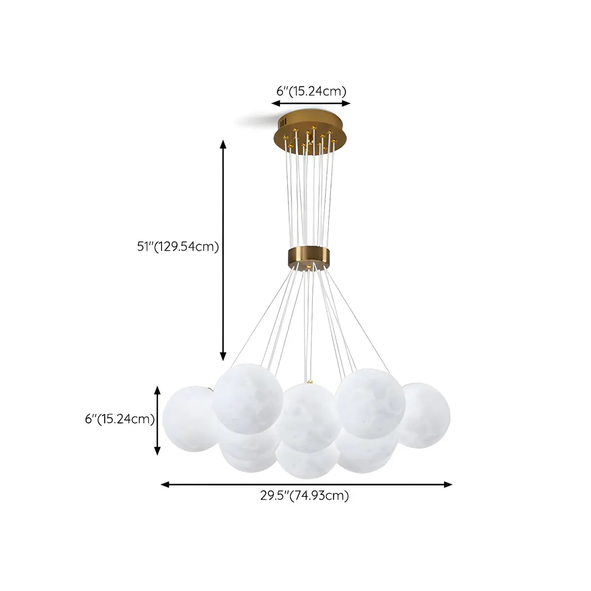 Modern Globe Resin Living Room White Large Chandelier Image - 13