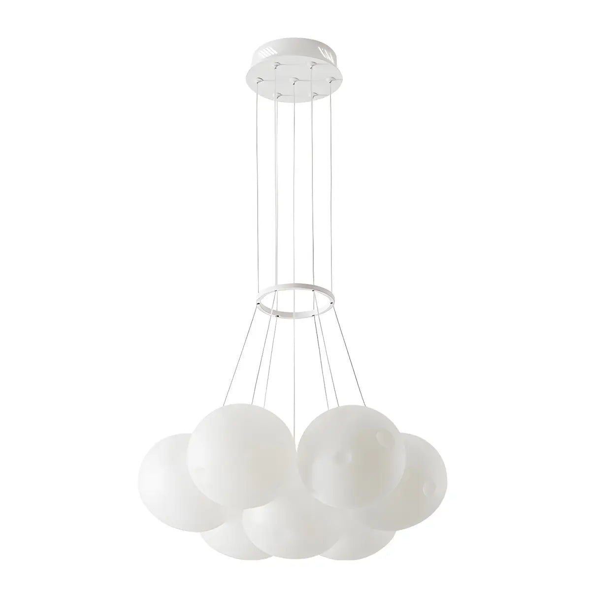 Modern Globe Resin Living Room White Large Chandelier Image - 5