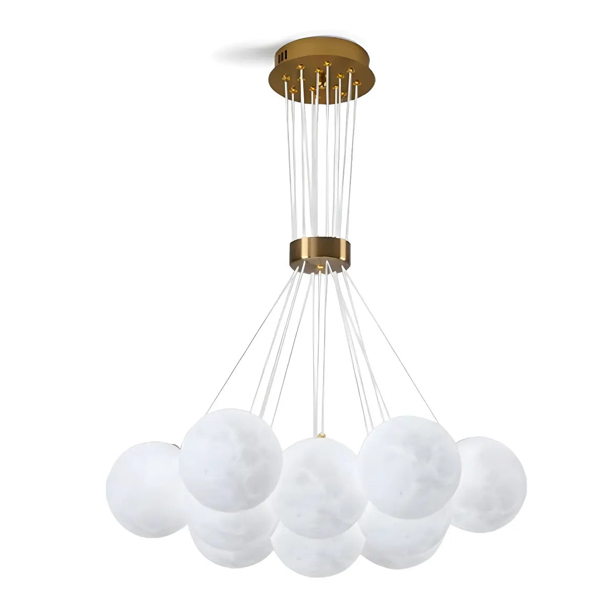 Modern Globe Resin Living Room White Large Chandelier Image - 7