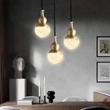 Modern Globe Transparent Brass Clear Glass Pendant Light Image - 4