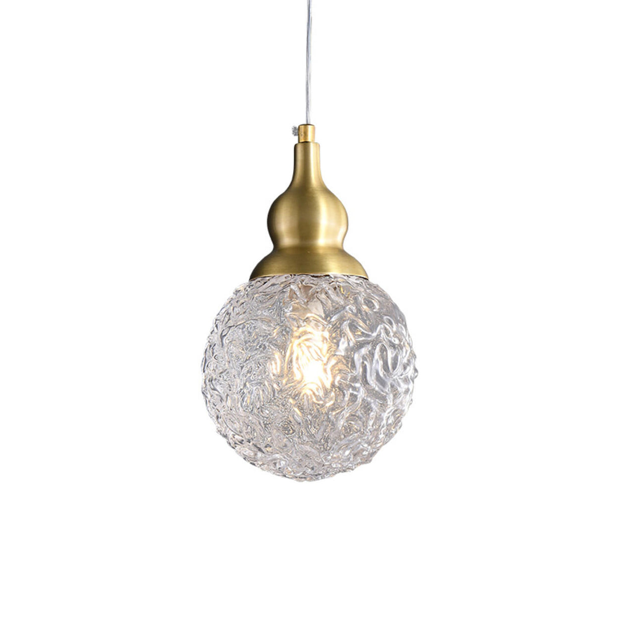 Modern Globe Transparent Brass Clear Glass Pendant Light Image - 5