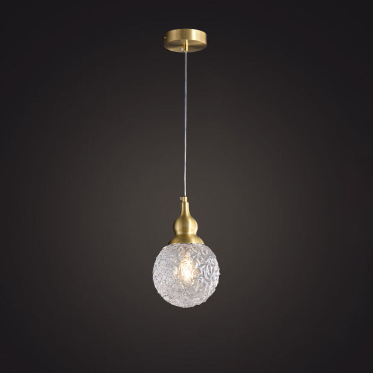 Modern Globe Transparent Brass Clear Glass Pendant Light Image - 7