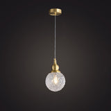 Modern Globe Transparent Brass Clear Glass Pendant Light Image - 7