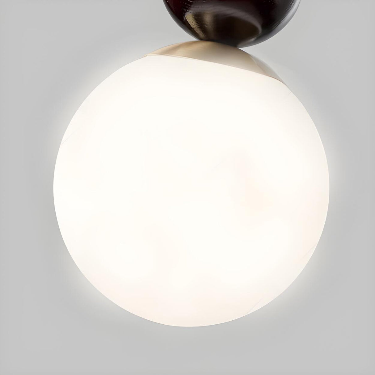 Modern Globe White Glass Wood Walnut Pendant Light Image - 7