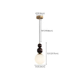 Modern Globe White Glass Wood Walnut Pendant Light #size