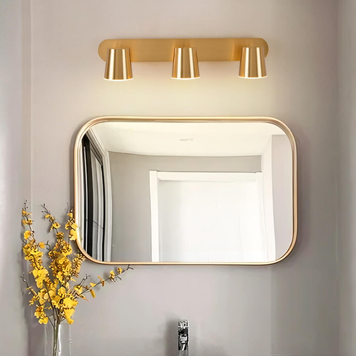 Modern Gold 3-Light Bathroom Vanity Wall Fixture Image - 4