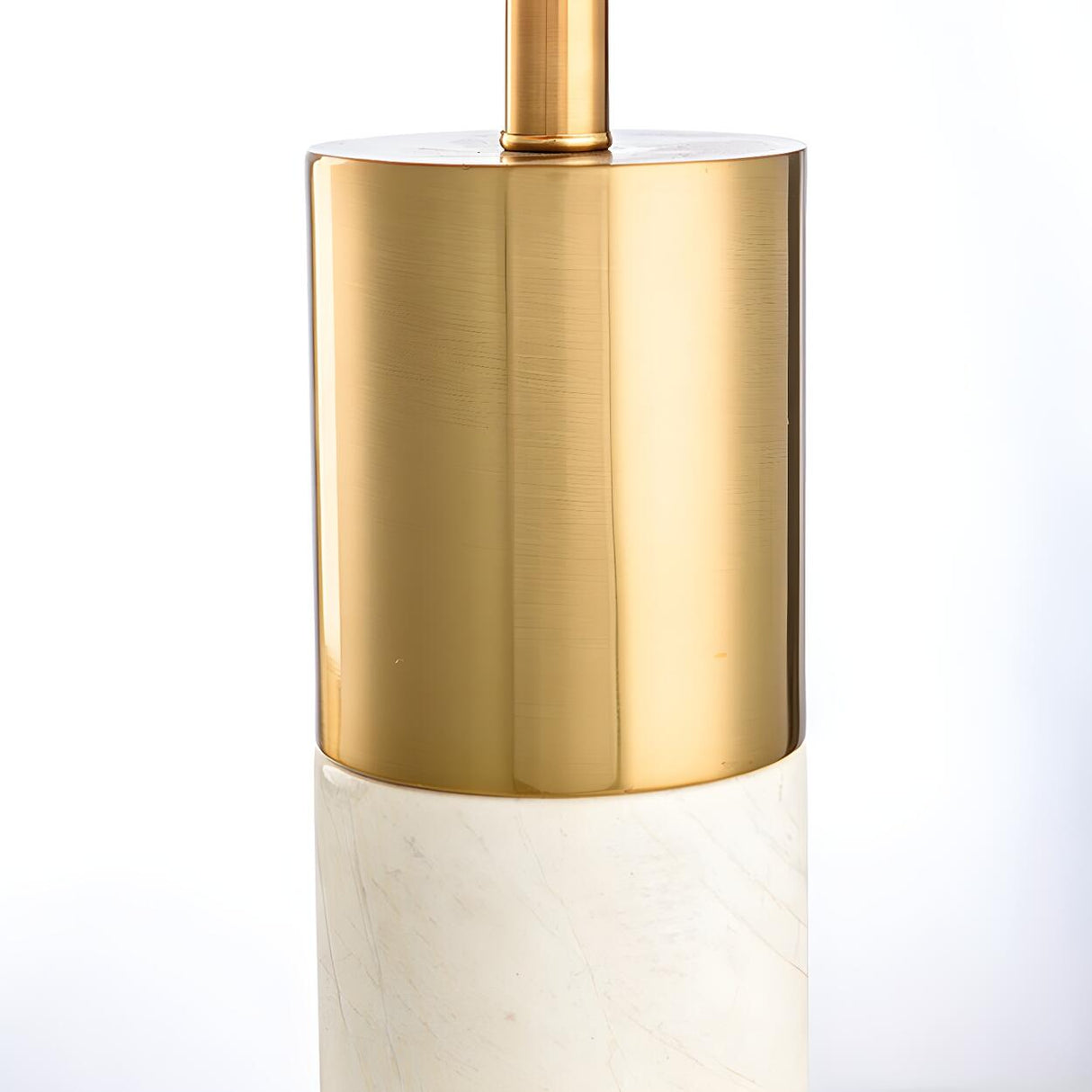 Modern Gold Accent Fabric Cylinder Marble Table Lamp Image - 10