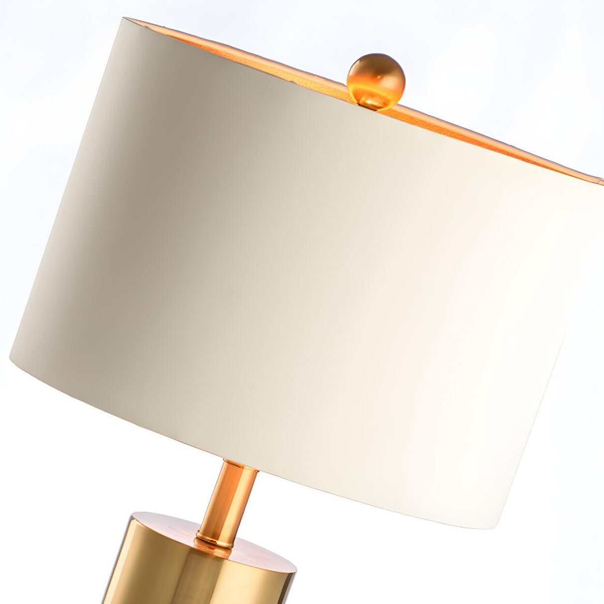 Modern Gold Accent Fabric Cylinder Marble Table Lamp Image - 11