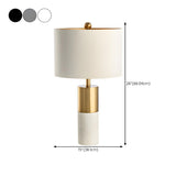 Modern Gold Accent Fabric Cylinder Marble Table Lamp #size