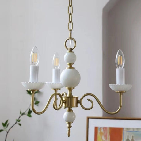 Modern Gold Alloy White Candelabra Chandelier Image - 1