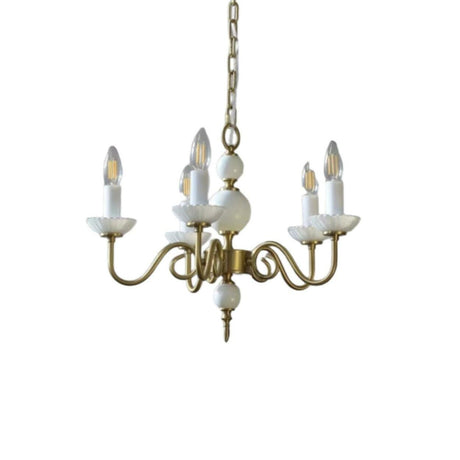 Modern Gold Alloy White Candelabra Chandelier Image - 2