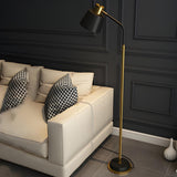 Modern Gold and White Finish Barrel Metal Floor Lamp Image - 4