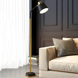 Modern Gold and White Finish Barrel Metal Floor Lamp Image - 5