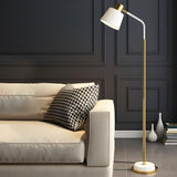 Modern Gold and White Finish Barrel Metal Floor Lamp Image - 6