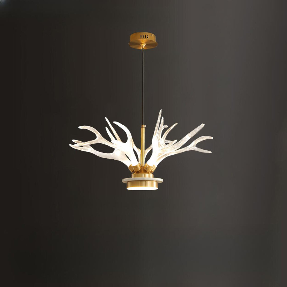 Modern Gold Antler Clear Acrylic Pendant Chandelier Image - 11