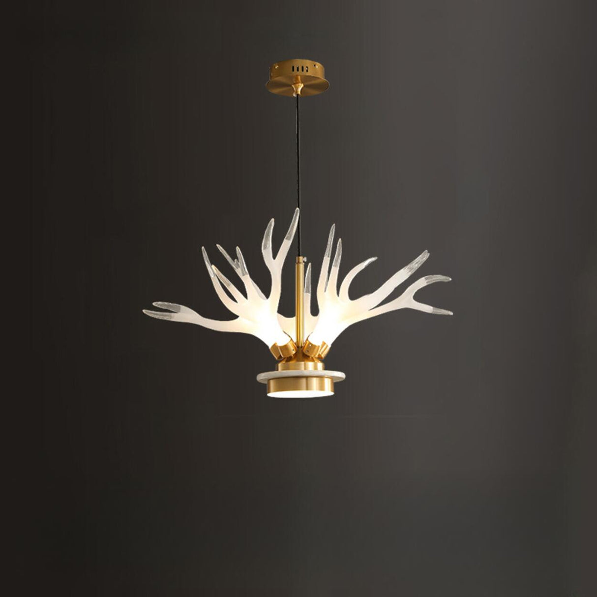 Modern Gold Antler Clear Acrylic Pendant Chandelier Image - 5